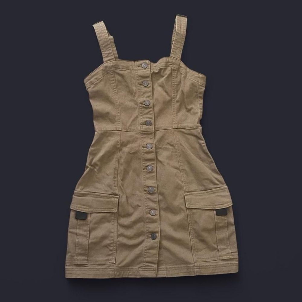 Divided Khaki Button-Up Mini Dress